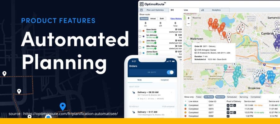 Interface OptimoRoute — logiciel de tournées américain sans version gratuite permanente