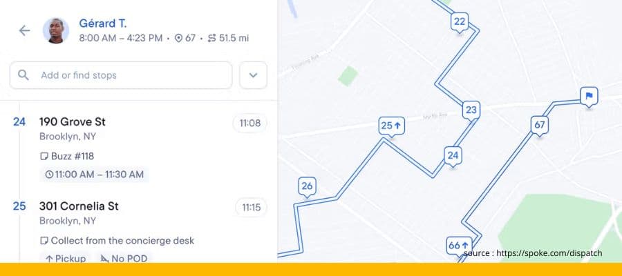 Interface Spoke ex-Circuit — version gratuite limitée à 10 arrêts par tournée