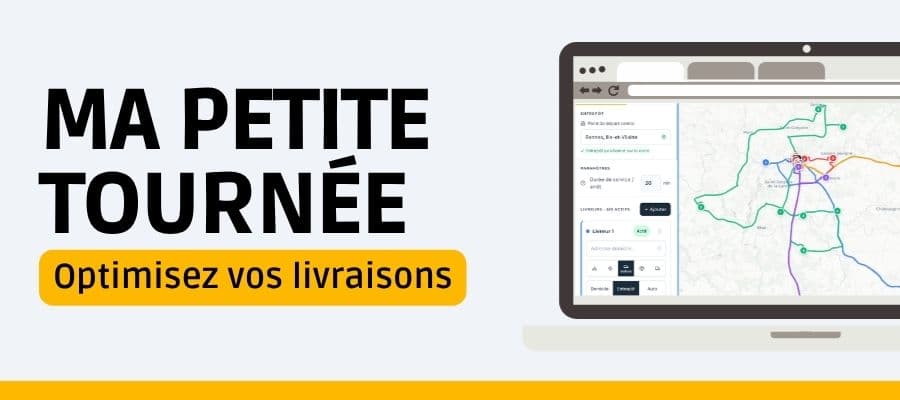 Interface de Mapetitetournée avec carte interactive et tournées de livraison optimisées