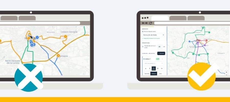 Comparaison avant/après optimisation d'une tournée de livraison multi-livreurs
